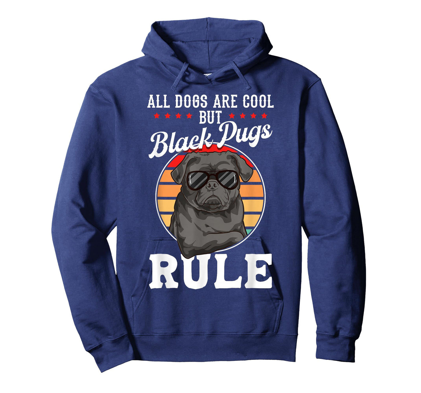 Black Pug Lovers "Black Pugs Rule" Funny Black Pug T-Shirt