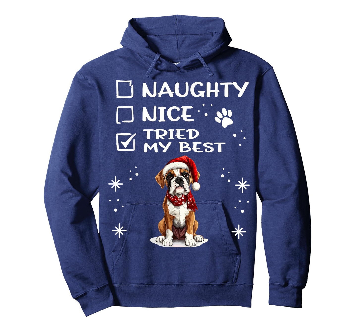 Cute Boxer dog Dog Christmas Naughty Nice Tried my Best T-Shirt