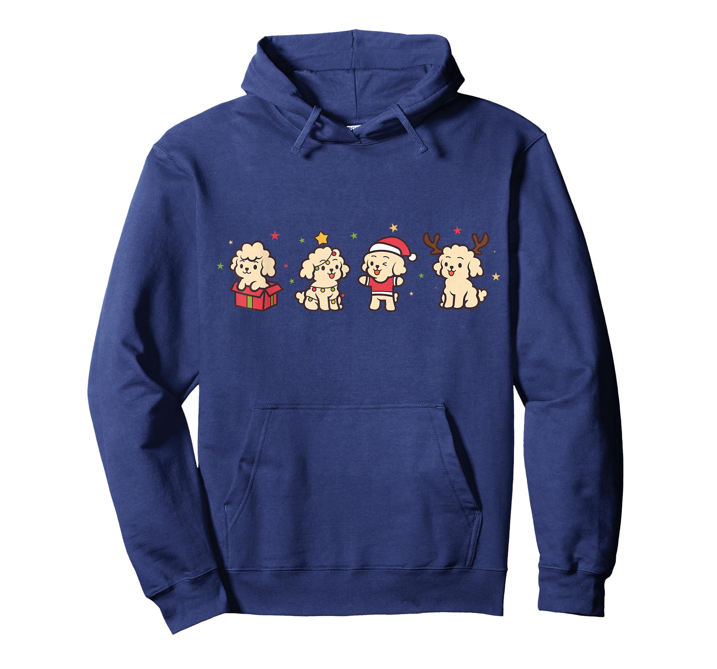 Poodle Christmas Four Cute Dog Santa Lights Xmas T-Shirt