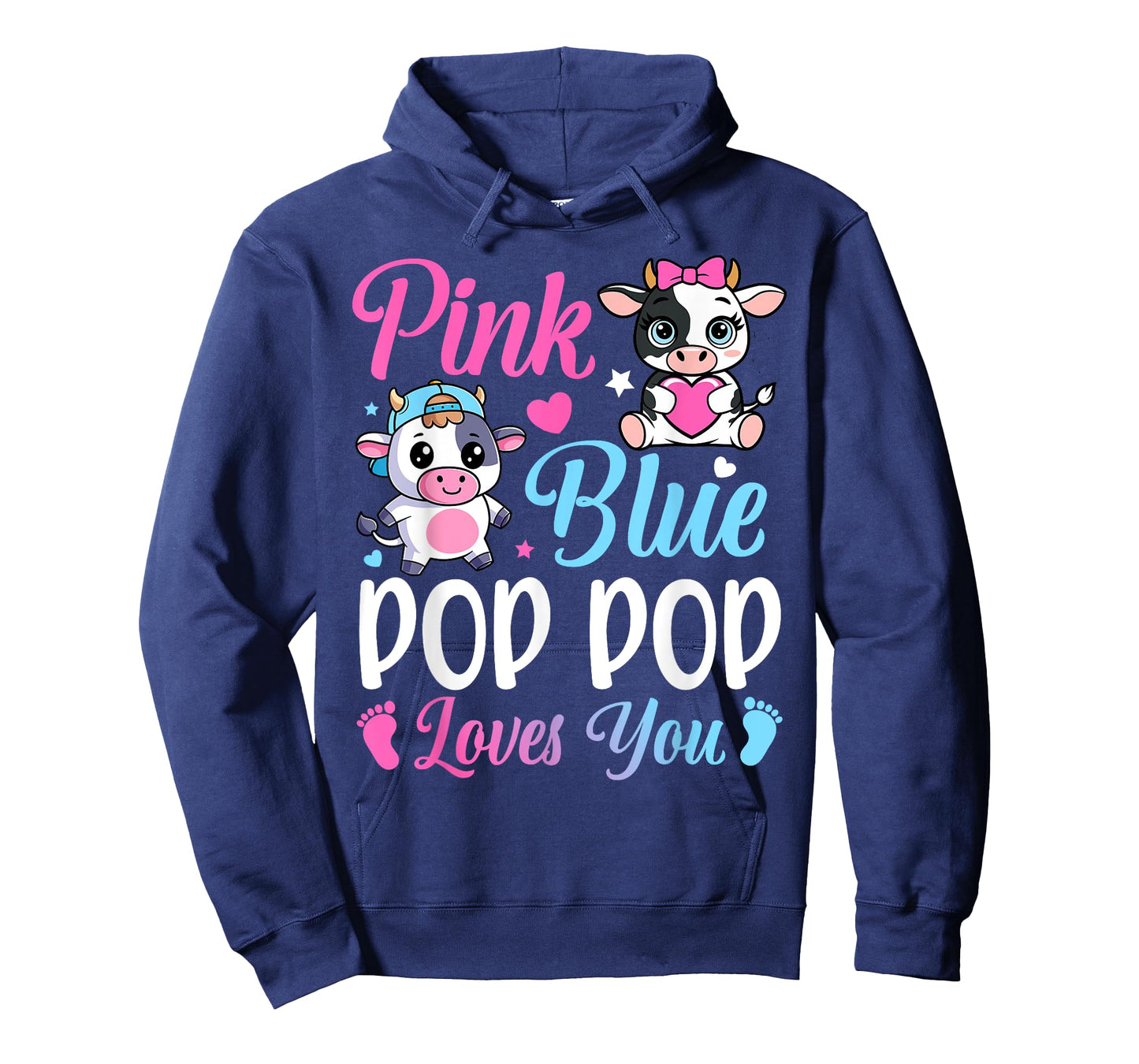 Pink Or Blue Pop Pop Loves You Cow Gender Reveal Family T-Shirt