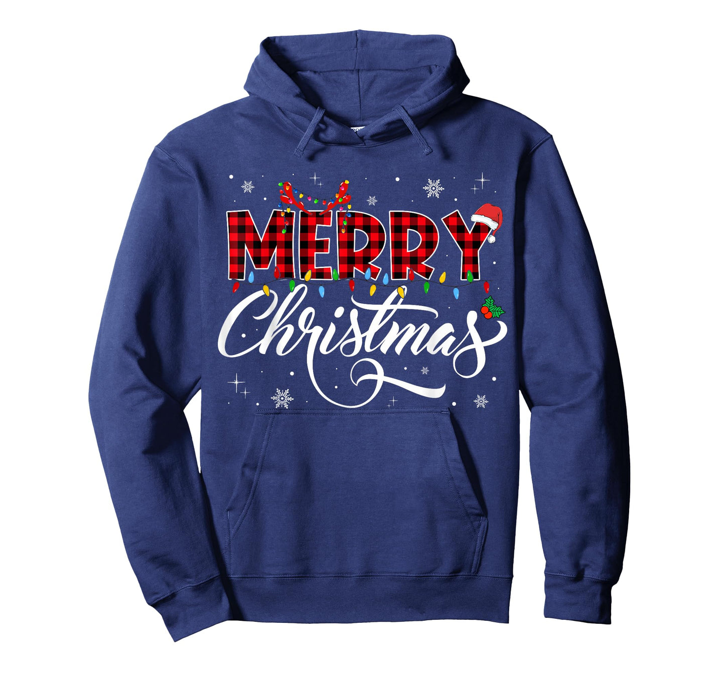 Merry Christmas Lights Santa Hat Xmas Family Matching Pajama T-Shirt