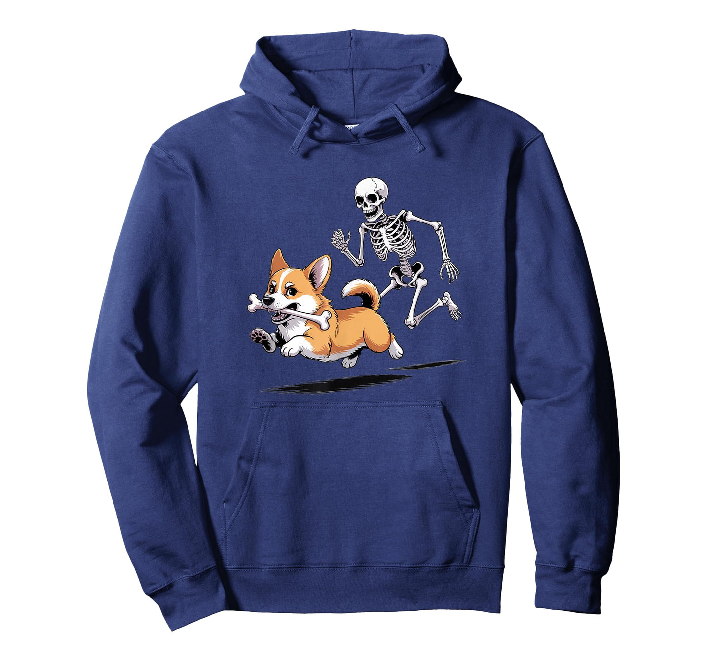 Funny Skeleton Chasing Corgi Halloween Dog Mom Pet Lover T-Shirt