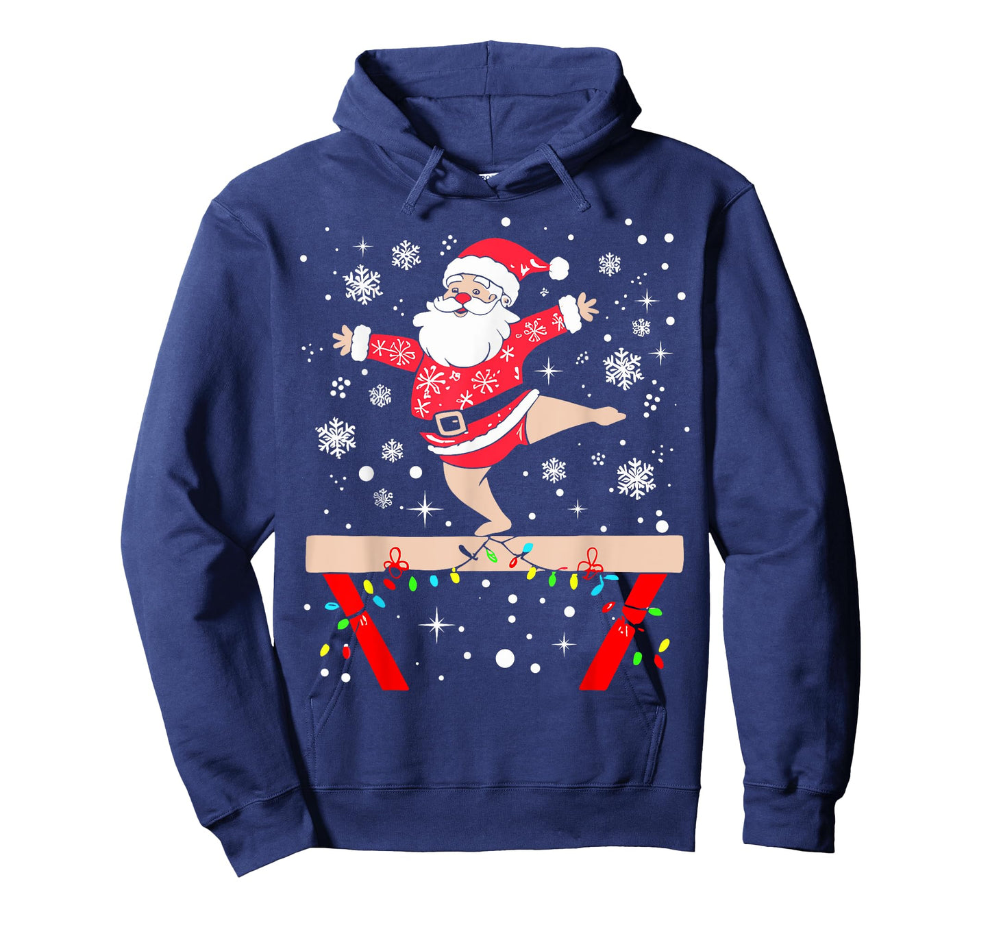 Funny Gymnast Xmas Lights Santa Gymnastics Christmas T-Shirt