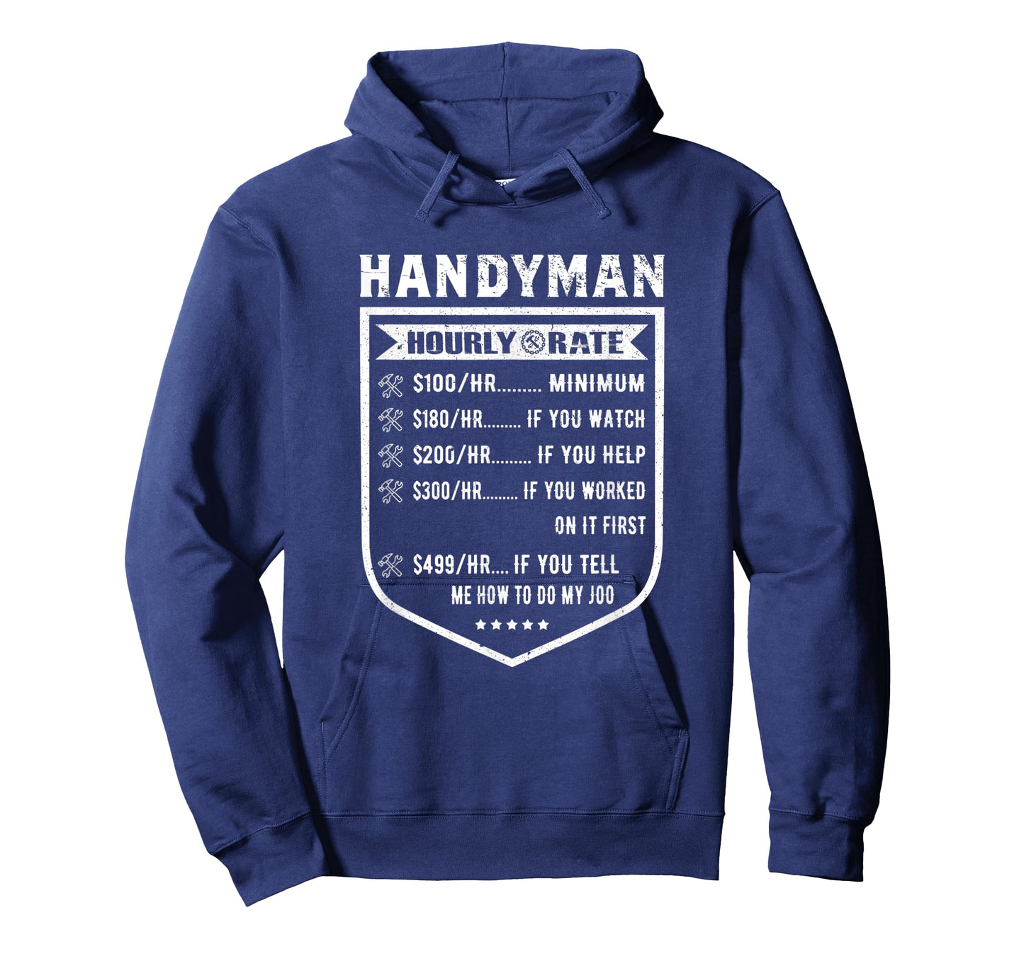 Funny Handyman Hourly Rate Labor Price Chart T-Shirt