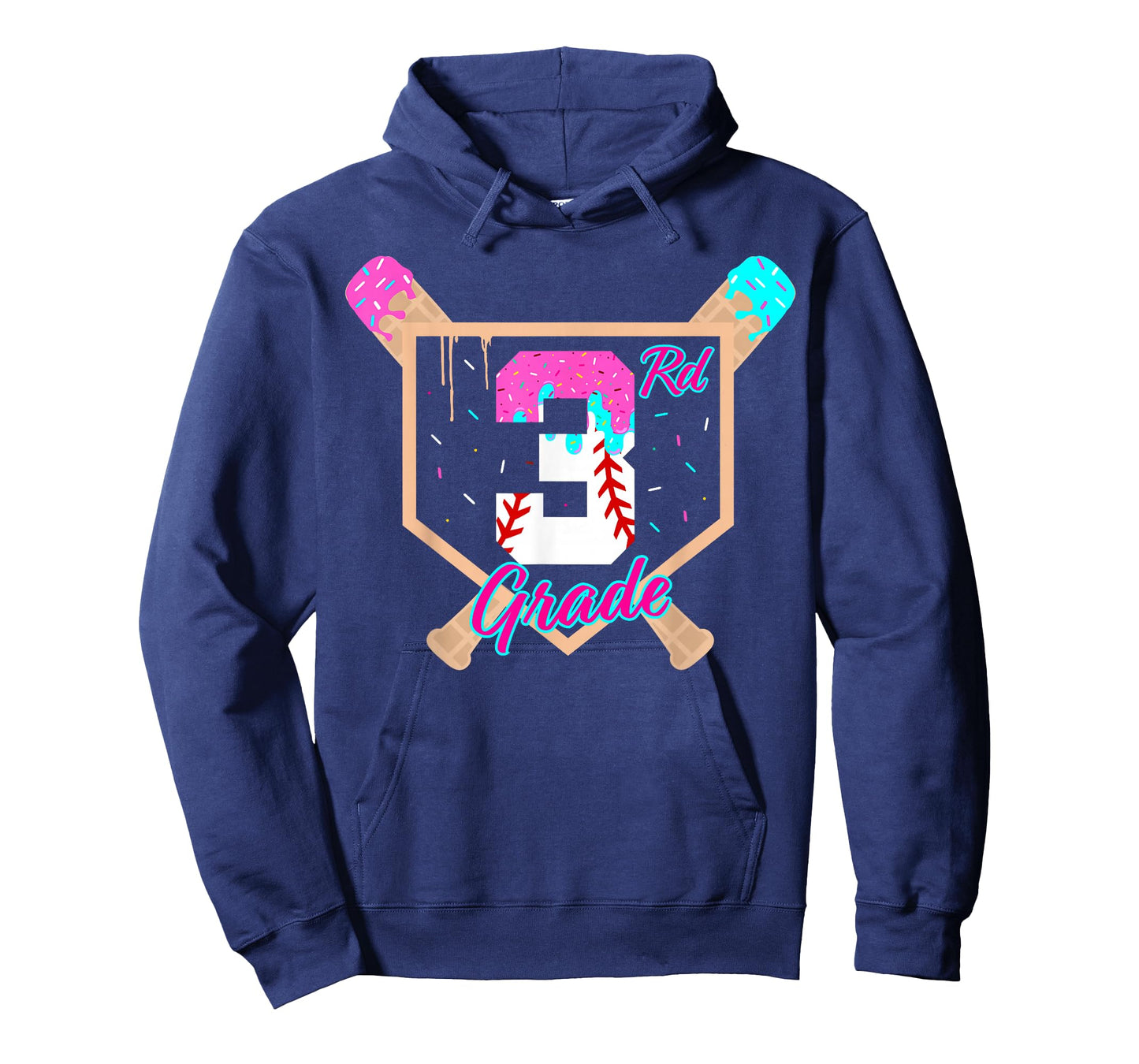 3rd Grade Back to School Baseball Ice Cream Drip Home Plate T-Shirt