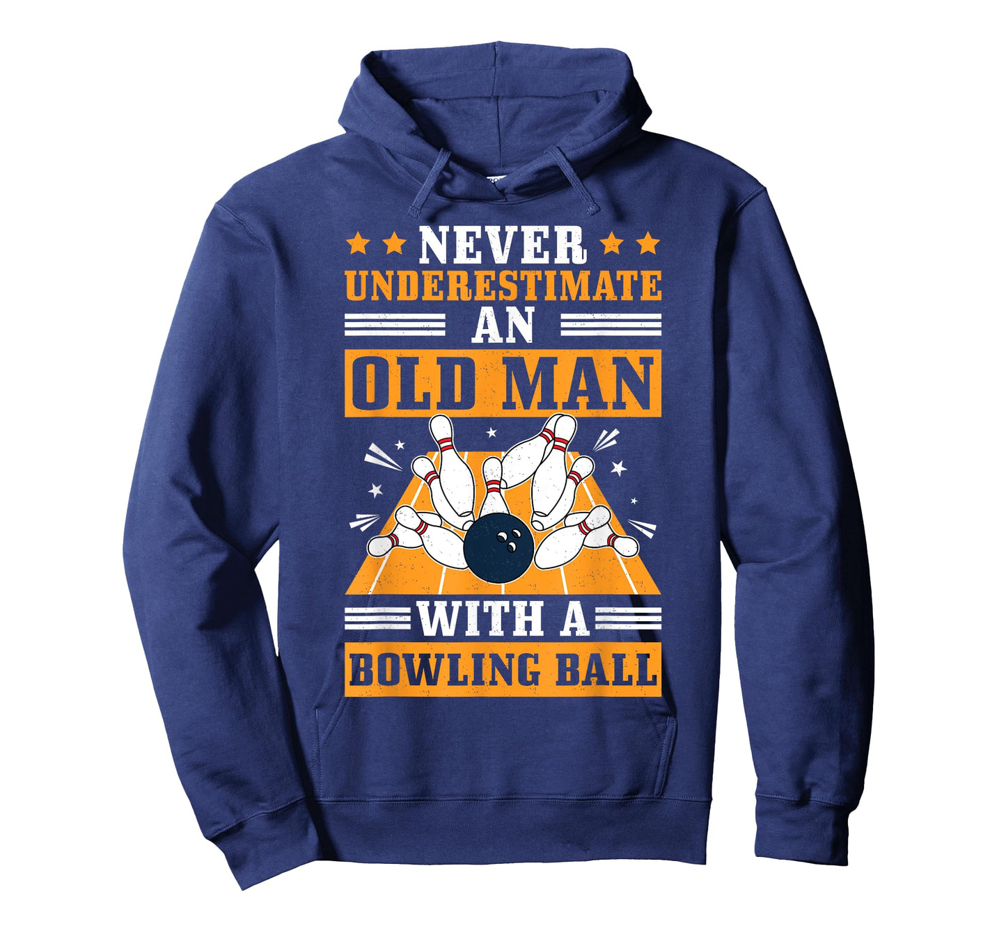 Never Underestimate Old Man Bowling Ball Mens Bowler Bowling T-Shirt