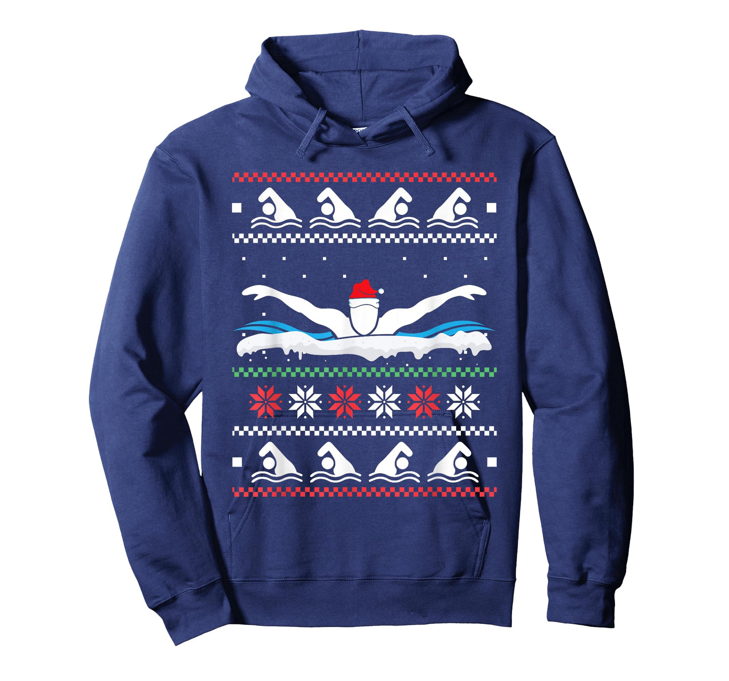 Swimming Santa Hat Ugly Christmas Swimmer Swimming Lover T-Shirt