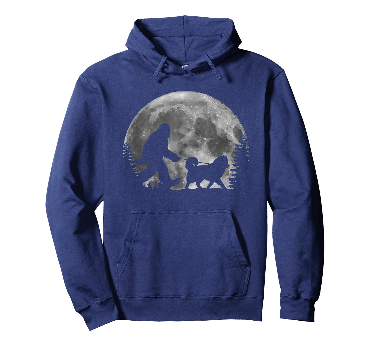 Bigfoot Walking a Dog Funny Siberian Husky Moon Halloween T-Shirt for Men Women Kids