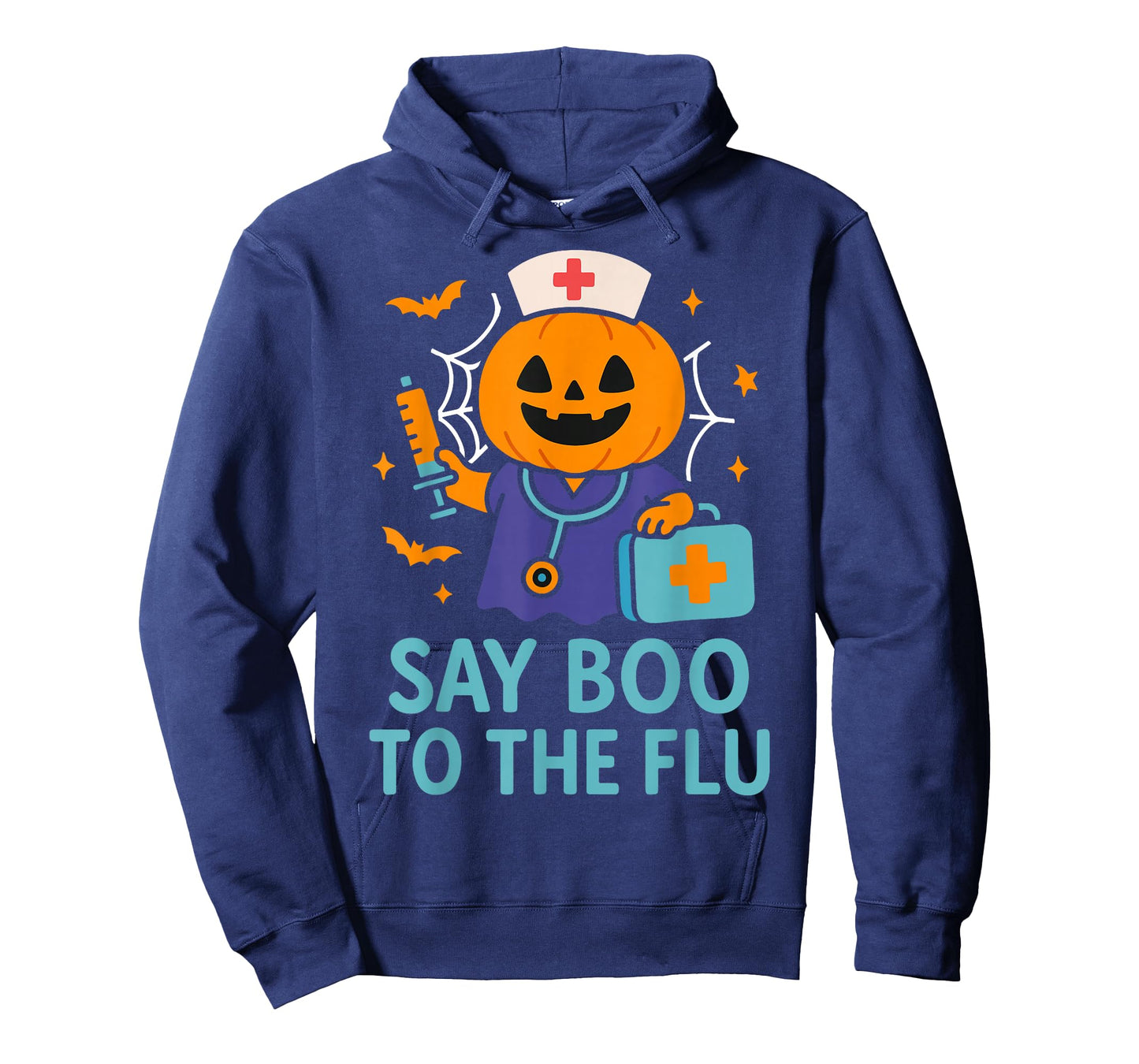 Say Boo to The Flu Nurse Halloween Vaccine Pumpkin Crew T-Shirt
