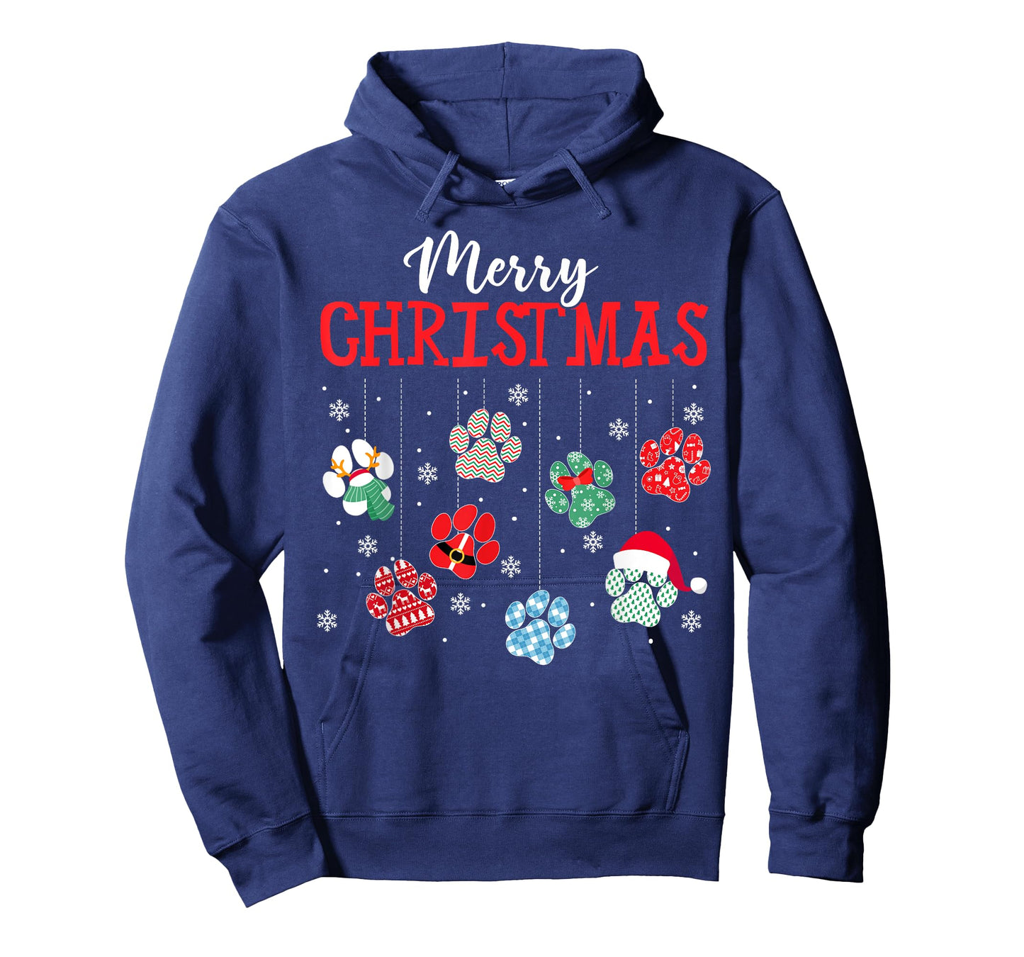 Merry Christmas Dog Paws Lights Funny Xmas Womens Kids T-Shirt