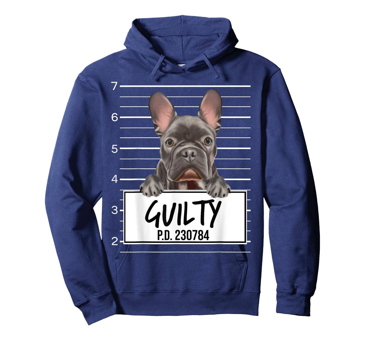 Funny French Bulldog Mugshot Guilty Dog Men Women Girls Kids T-Shirt