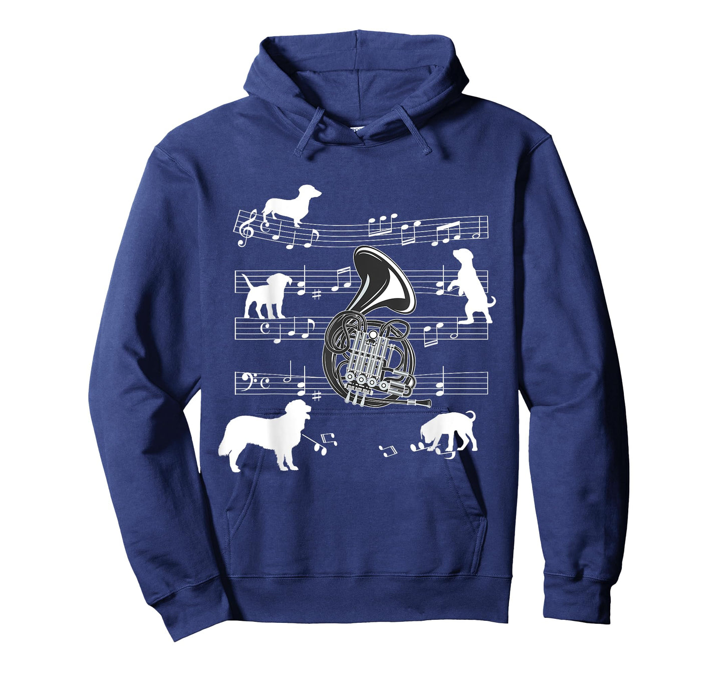 French Horn Player Dog for Horn Player Dogs and French Horn Men Women Girls Kids T-Shirt