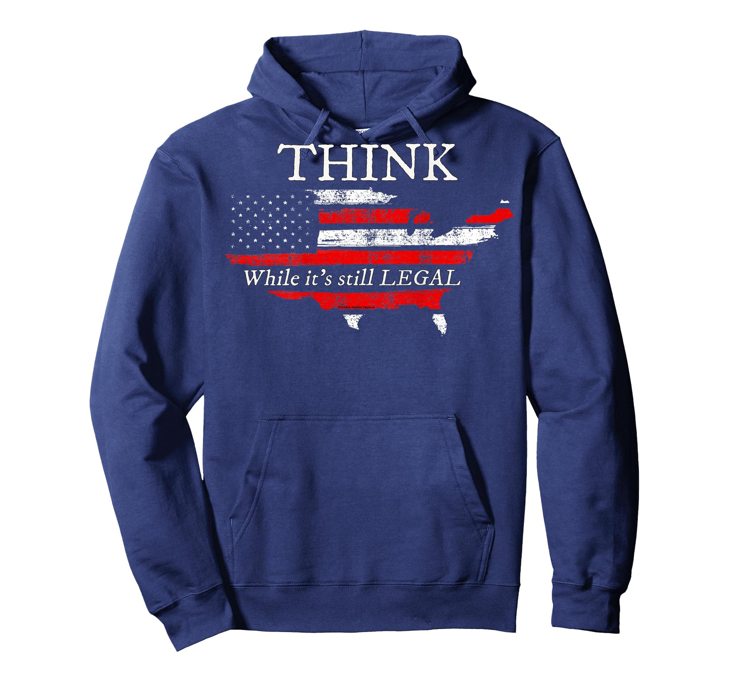 On Back | Patriotic Flag THINK While It's Still LEGAL USA T-Shirt