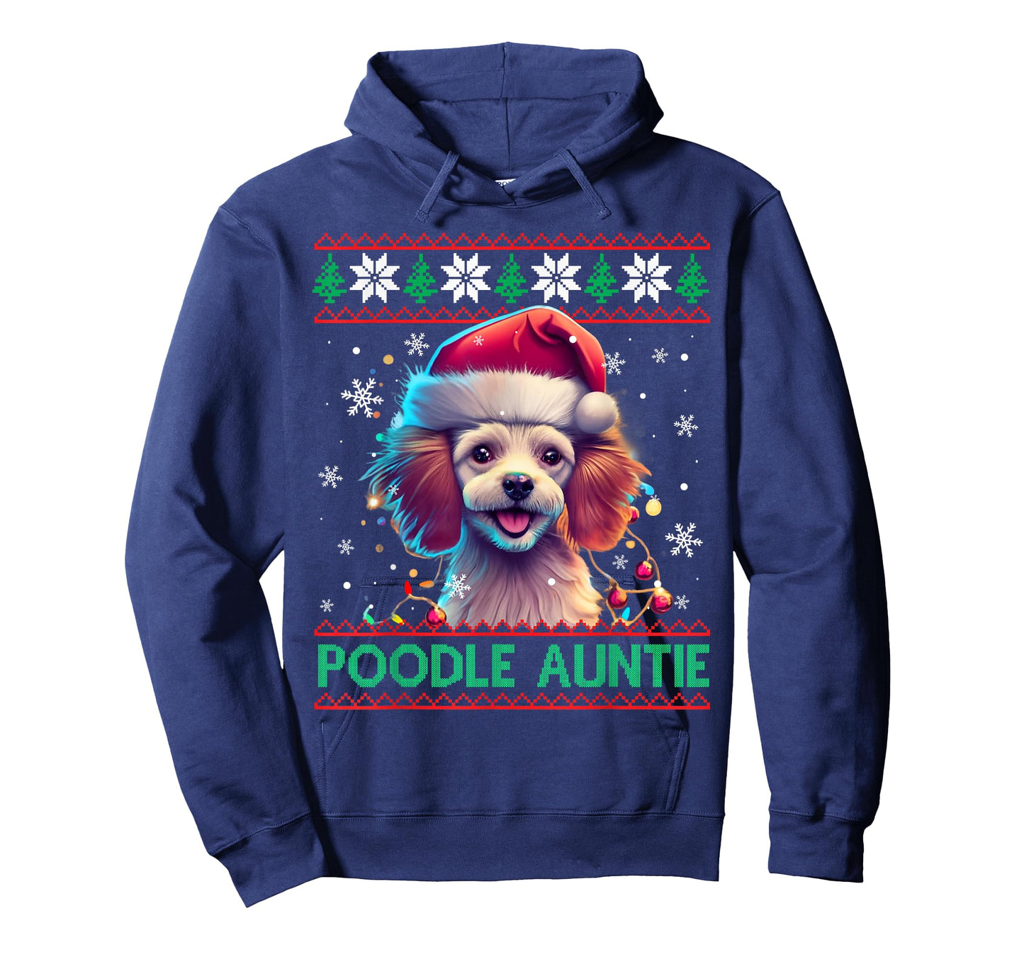 Poodle Auntie Santa Hat Poodle Lover Ugly Christmas T-Shirt