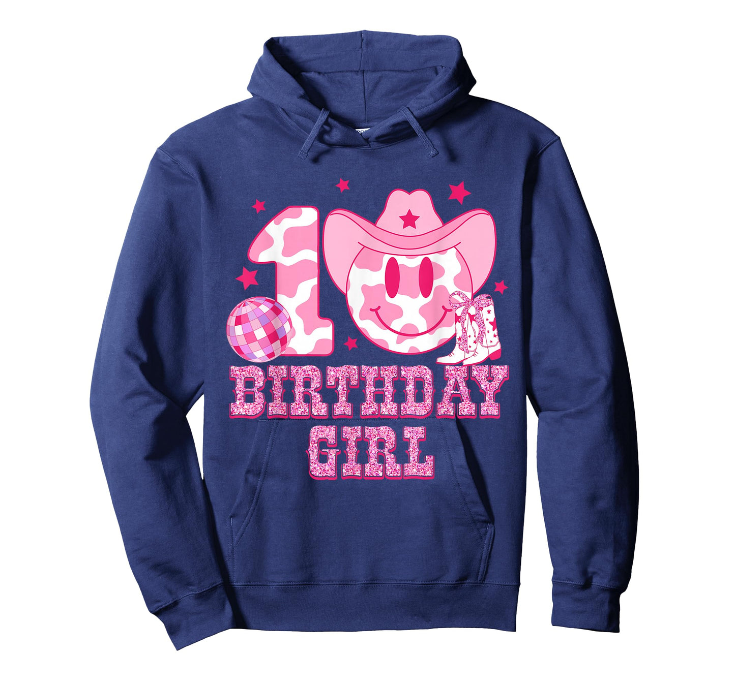 10th Birthday Girls 10 Year Old Cowgirl Western Disco Ball T-Shirt