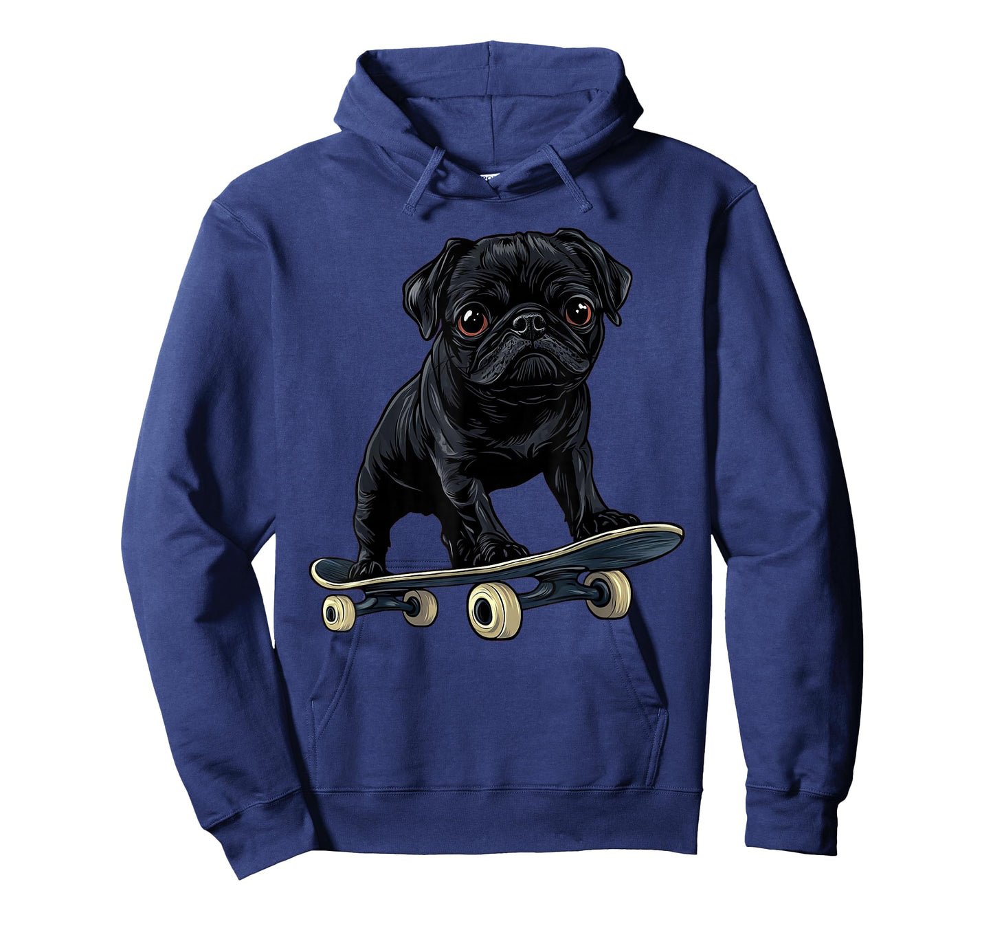 Funny Dog Black Pug On A Skateboard Skateboarding T-Shirt