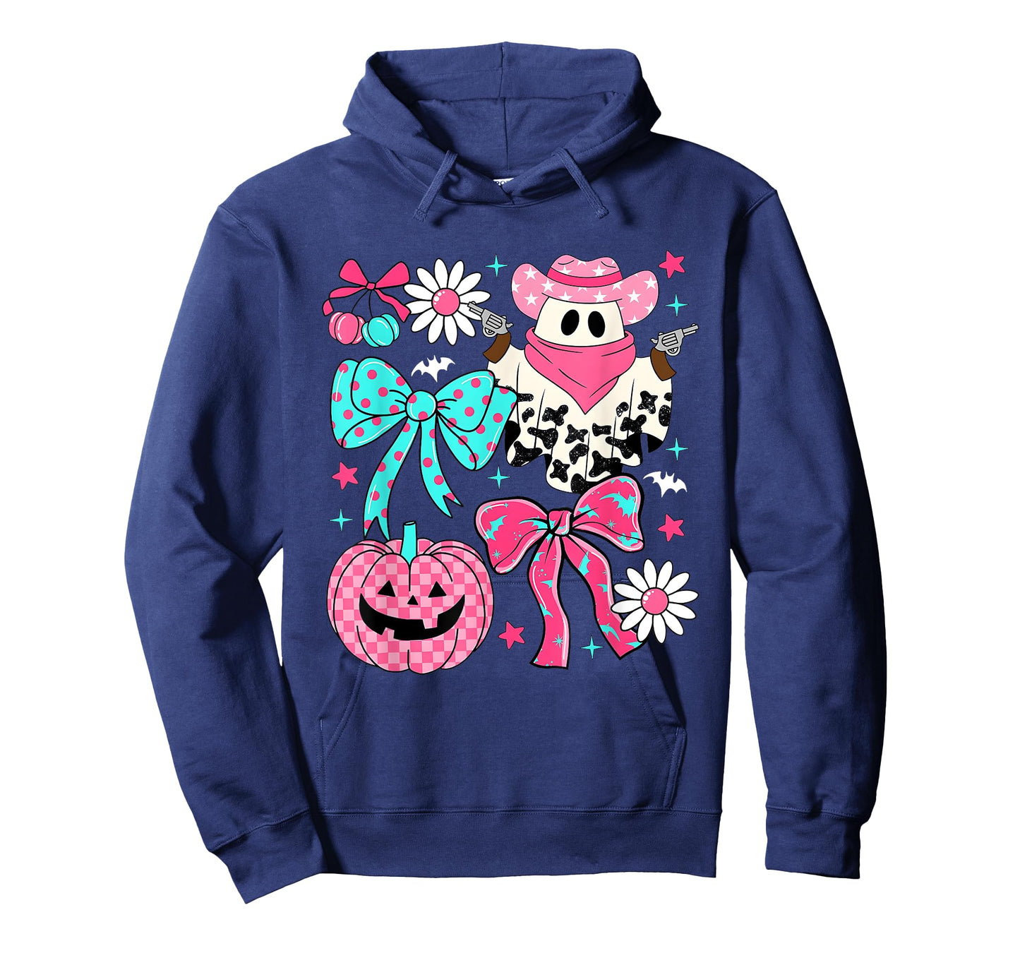 Preppy Coquette Pink Boo Haw Western Ghosts Cowboy Halloween T-Shirt