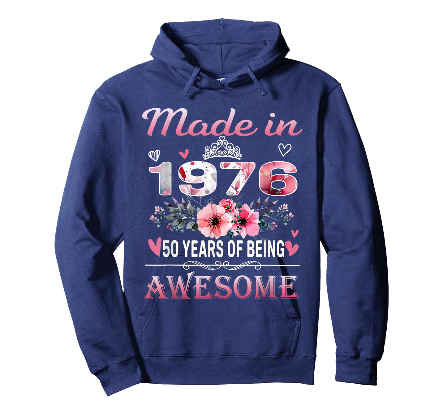 50th Birthday Made in 1976 50 Years of Being Awesome Floral T-Shirt