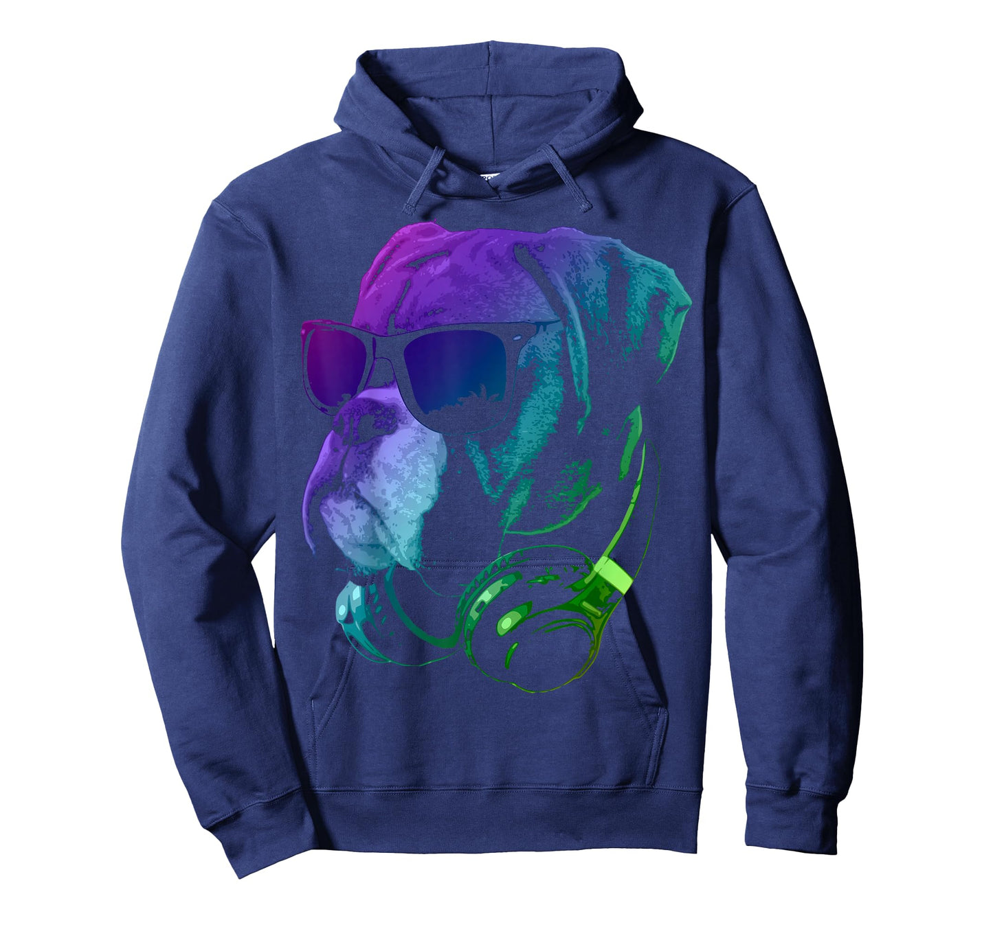 Boxer Dog with Sunglasses and Headphones T-Shirt Small