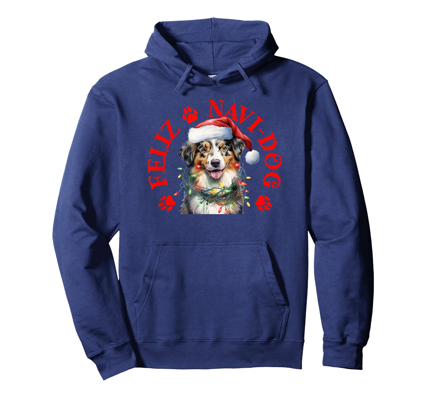 Feliz Navi-Dog with Festive Australian Shepherd Aussie T-Shirt