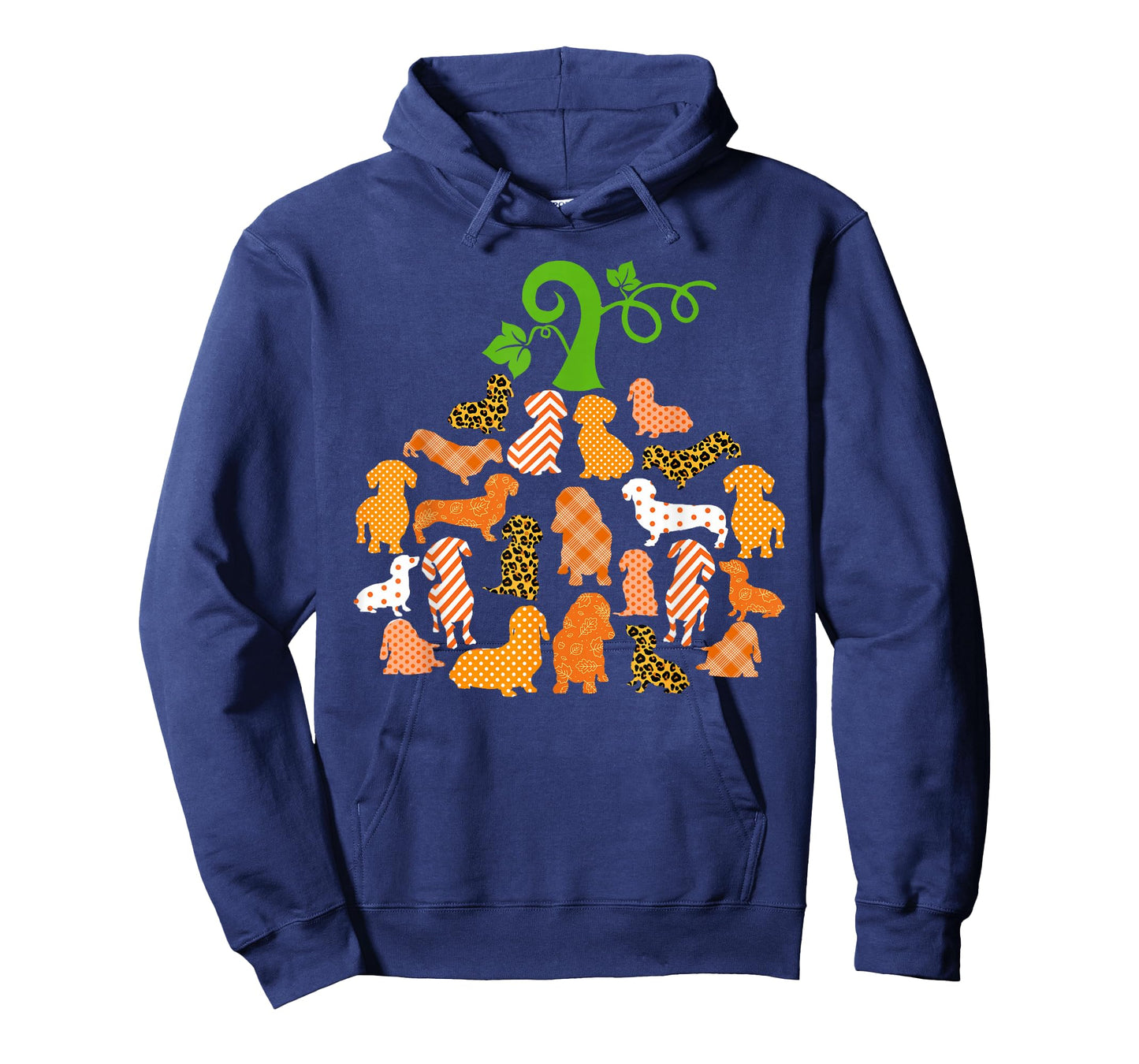 Dachshund Pumpkin Shape Plaid Leopard Dog Autumn Halloween T-Shirt