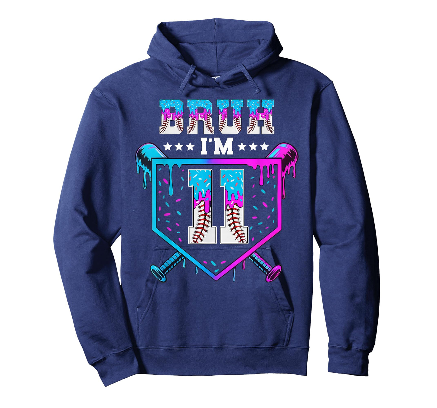 Bruh 11th Birthday Boy Baseball Ice Cream Drip 11 Year Old T-Shirt