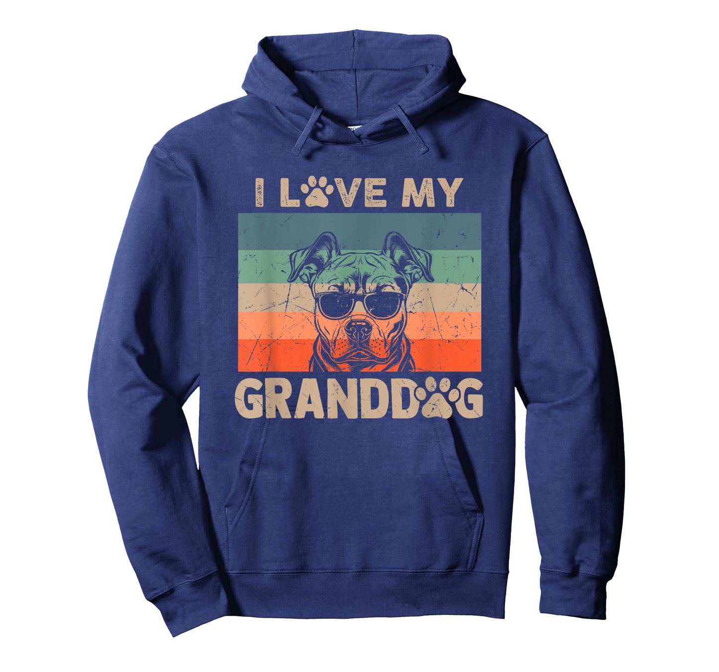 I Love My Granddog Pitbull Grandma Grandpa Dog Owner Dog Paw Men Women Kids T-Shirt
