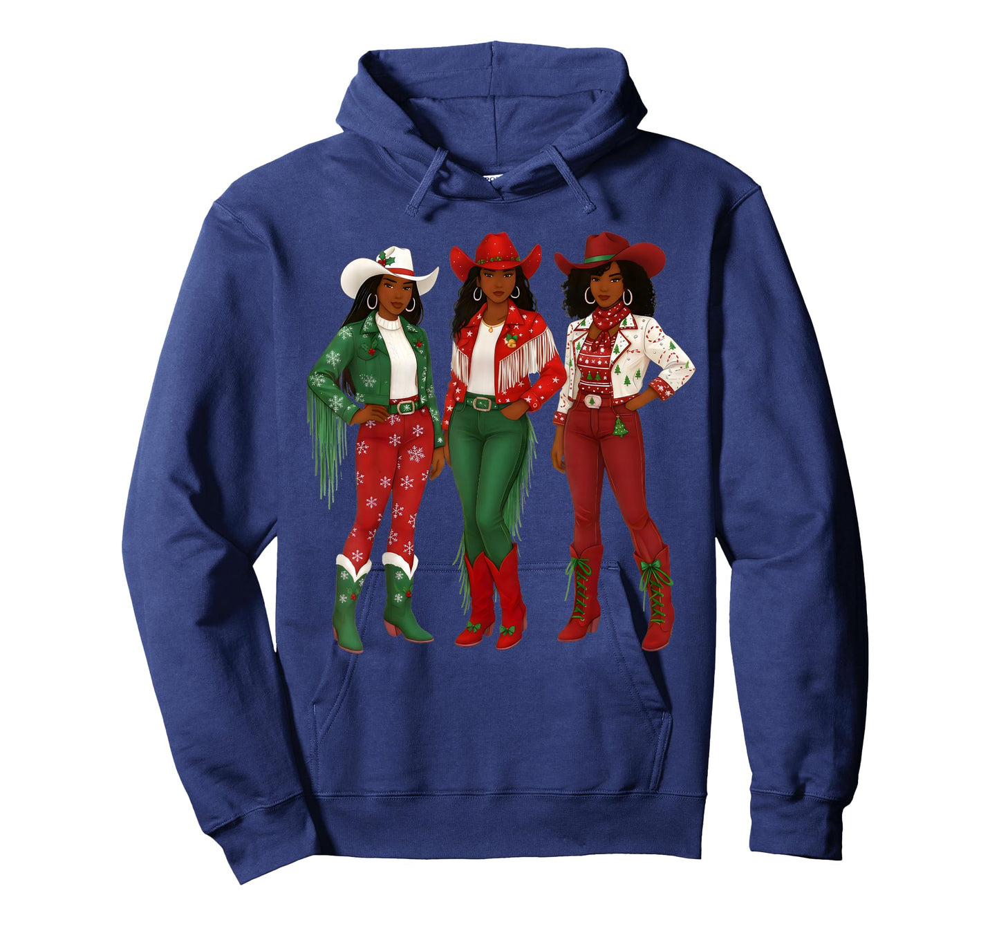 Merry Christmas African American Afro Cowgirl Western Xmas T-Shirt