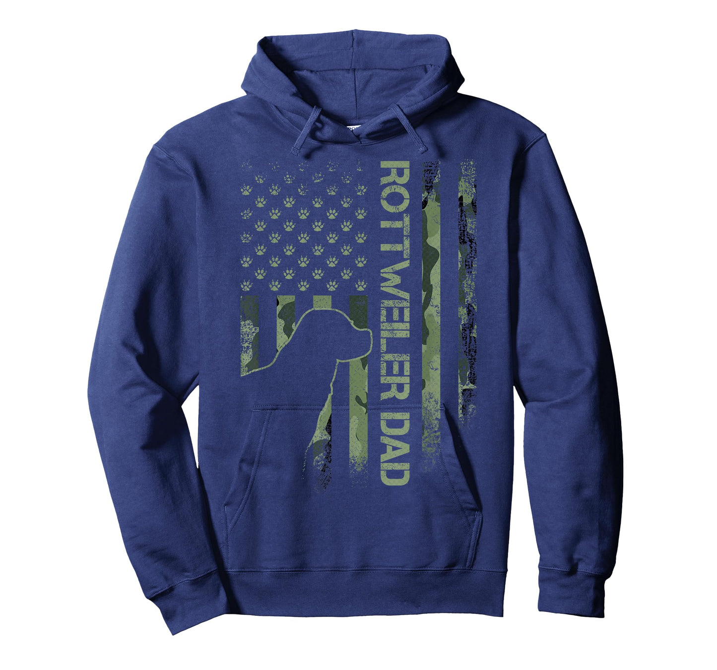 Vintage USA Camo Flag Proud Rottweiler Dad Rottie Silhouette T-Shirt