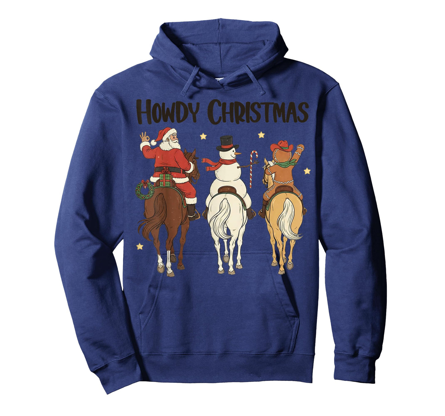 Retro Howdy Christmas Santa Snowman Gingerbread Riding Horse T-Shirt