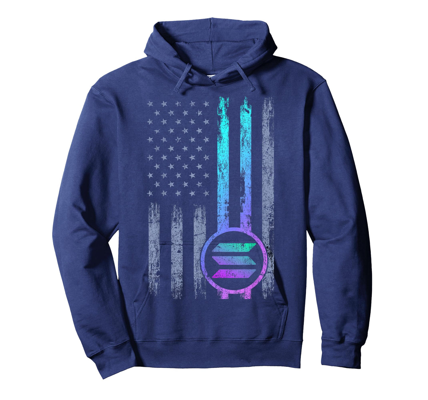 Solana Crypto Blockchain Solana Coin Distressed USA Flag T-Shirt
