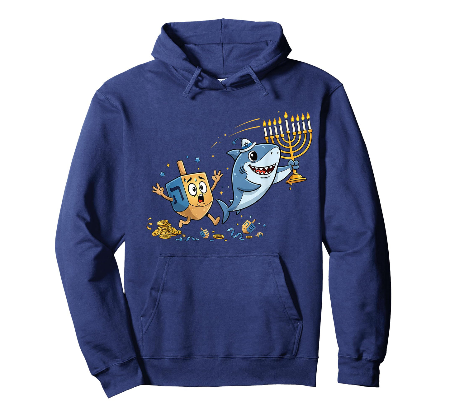 Funny Shark Dreidel Menorah Hanukkah Kids Womens Mens T-Shirt