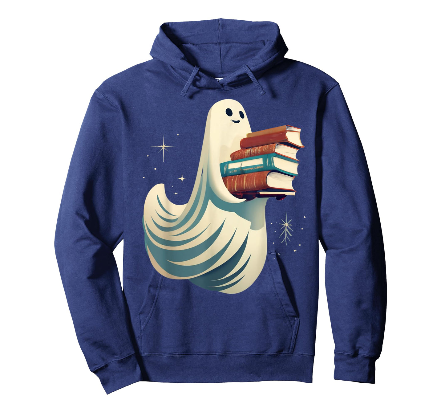 Friendly Ghost Carrying Books Halloween Graphic T T-Shirt
