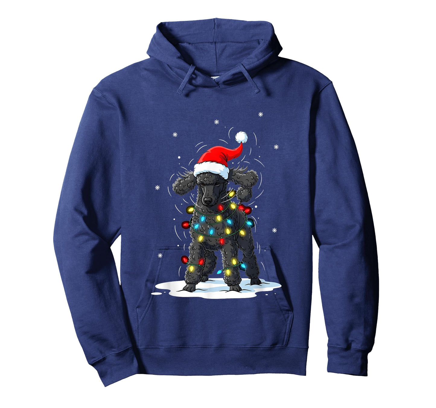 Black Poodle Christmas Lights Funny Holiday for Men Women T-Shirt