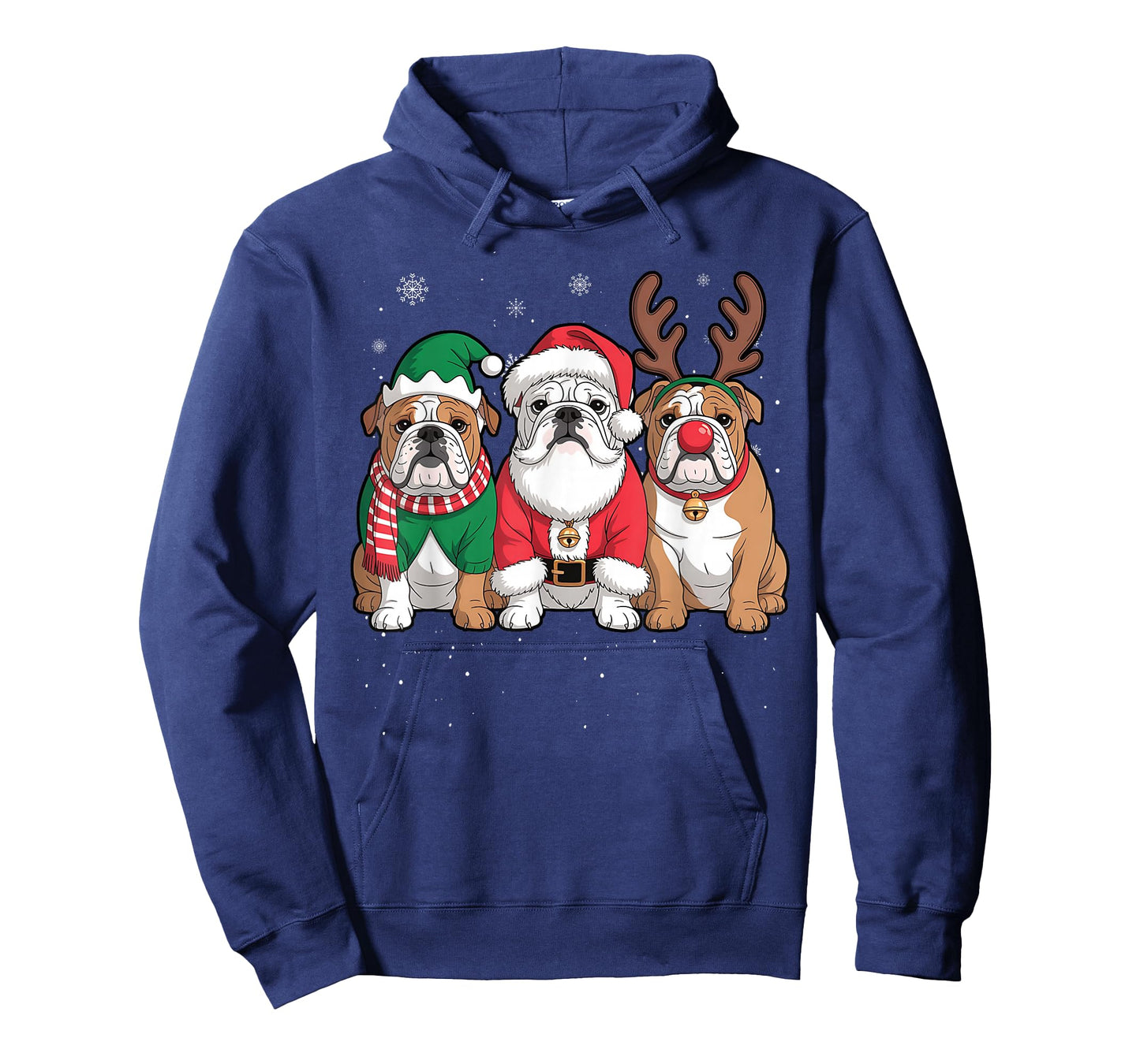 Funny Santa Reindeer English Bulldog Dog Women Men Christmas T-Shirt