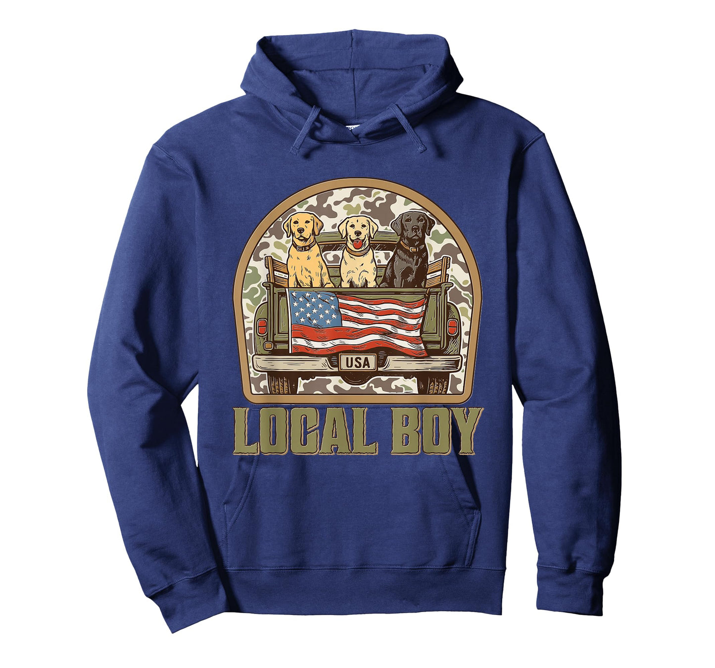 Patriotic Local Boy Labrador Dogs USA Camo Truck Design Tee T-Shirt