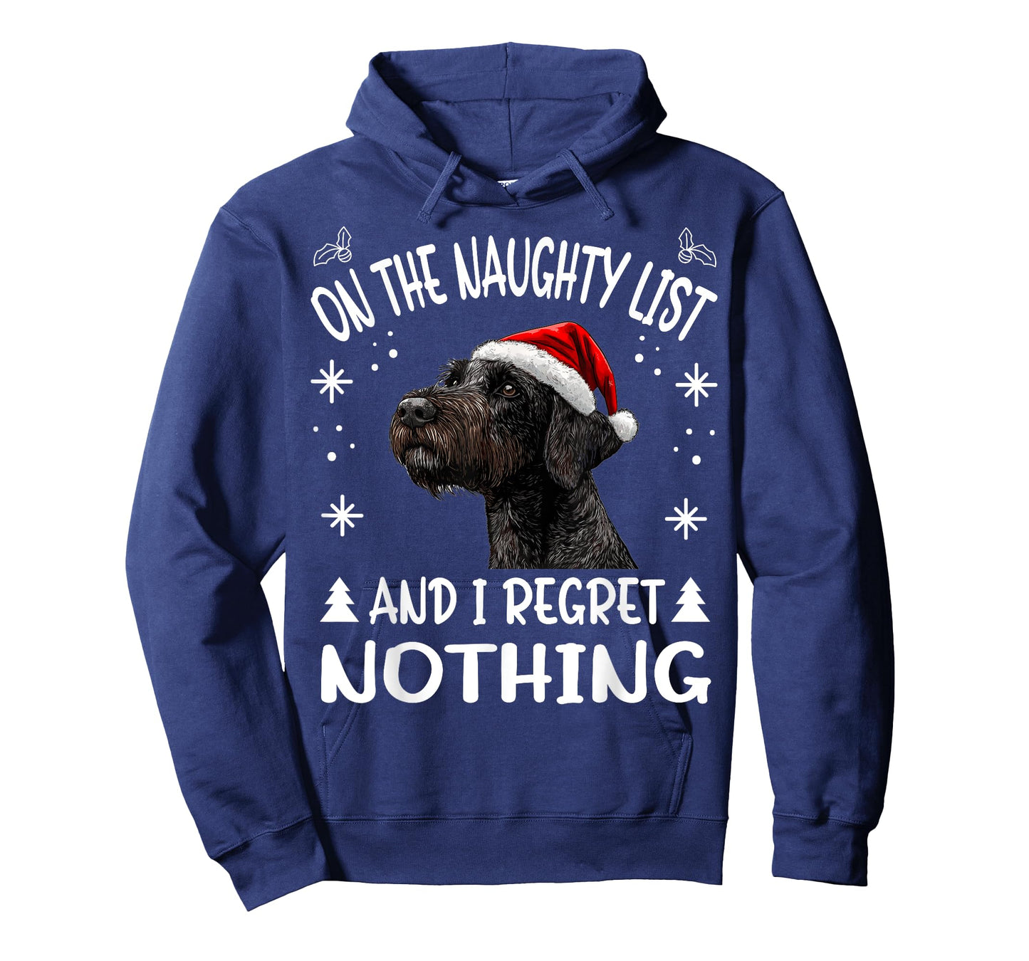 Cute German Wirehaired Pointer Dog Christmas On The Naughty T-Shirt