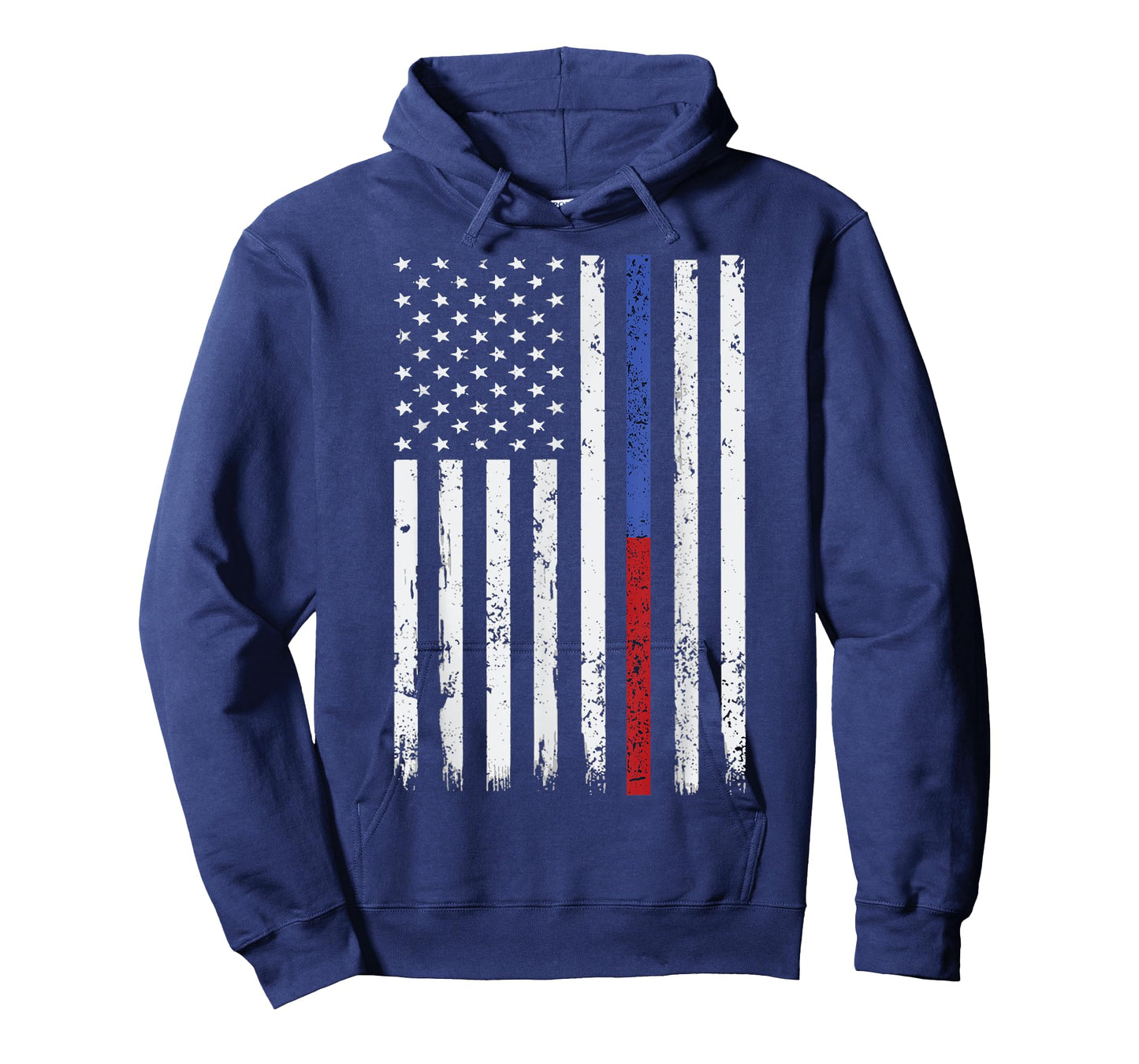 Firefighter & Police Officer Thin Red & Blue Line USA Flag T-Shirt