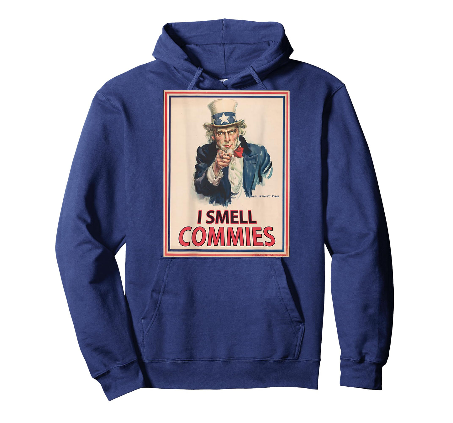 ON BACK Patriotic Conservative Uncle Sam - I SMELL COMMIES T-Shirt