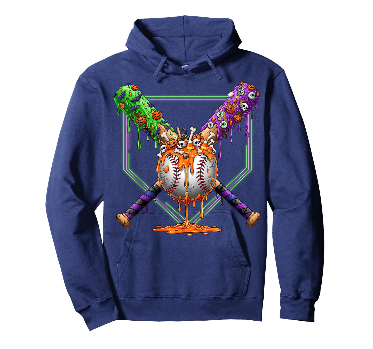 Spooky Baseball Ice Cream Drip Home Plate Dripping Halloween T-Shirt