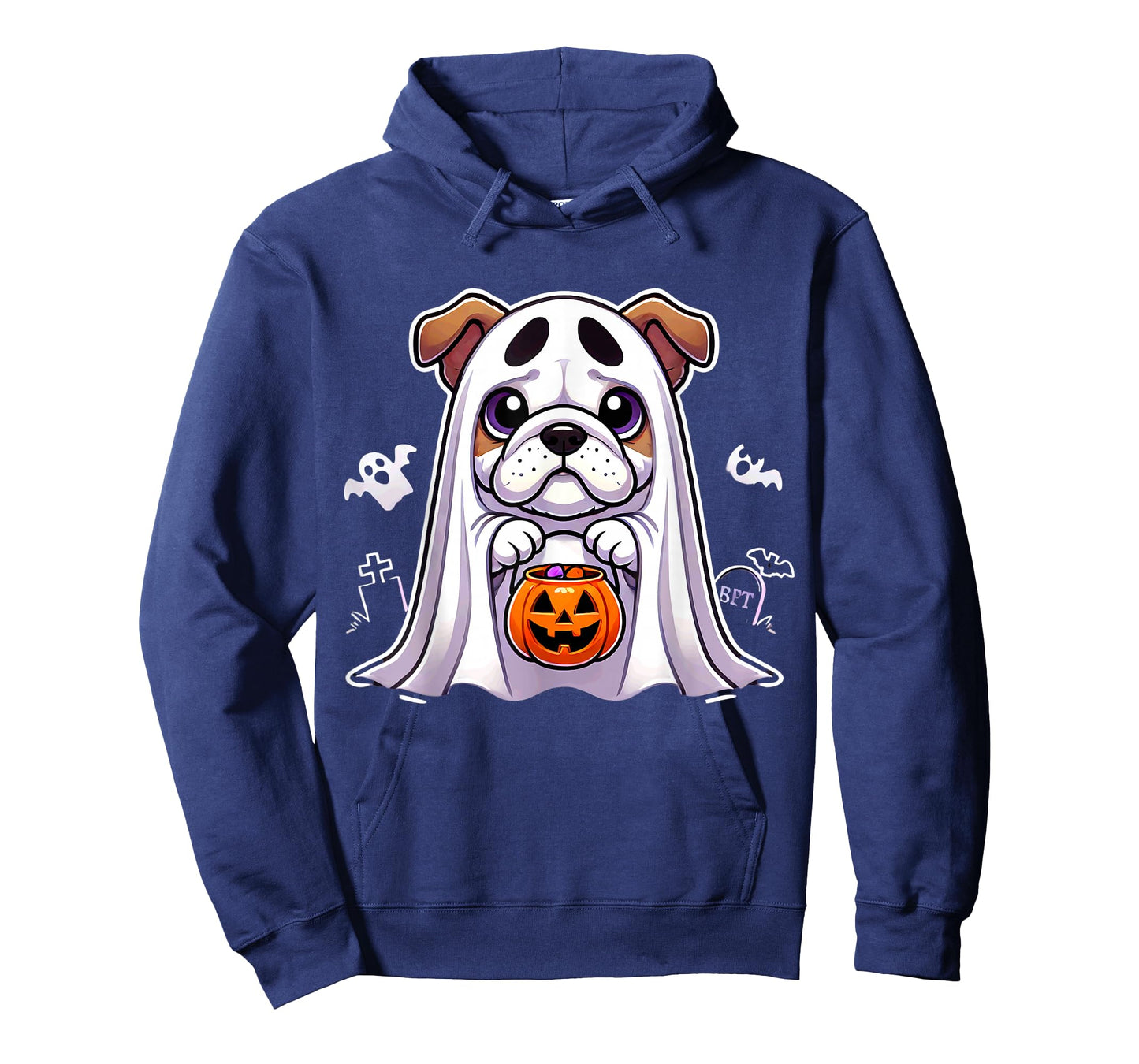 Bulldog Ghost Halloween Dog Men Women Kids T-Shirt