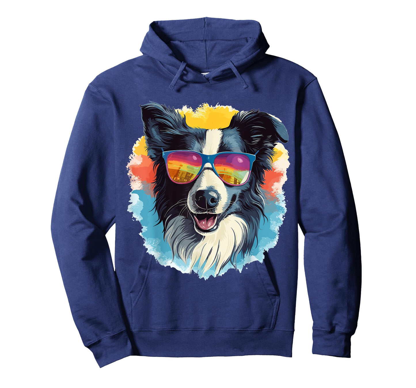 Border Collie Dog - Cute Graphic with Sunglasses Men Women Kids T-Shirt