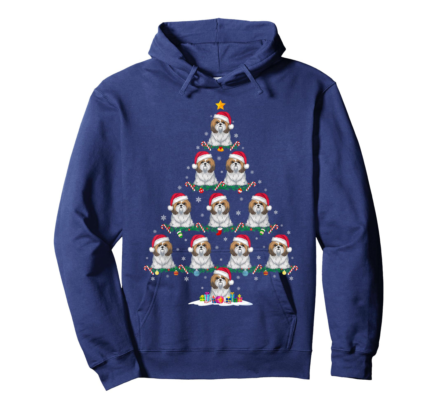 Shih Tzu Dog Christmas Tree Pajama Men Women Kids Ugly Xmas T-Shirt