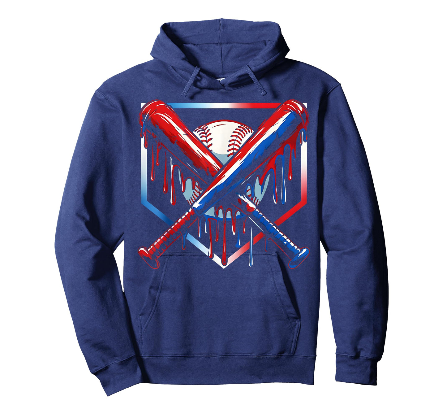 Baseball Ice Cream Drip Youth 4th Of July Red White And Blue T-Shirt