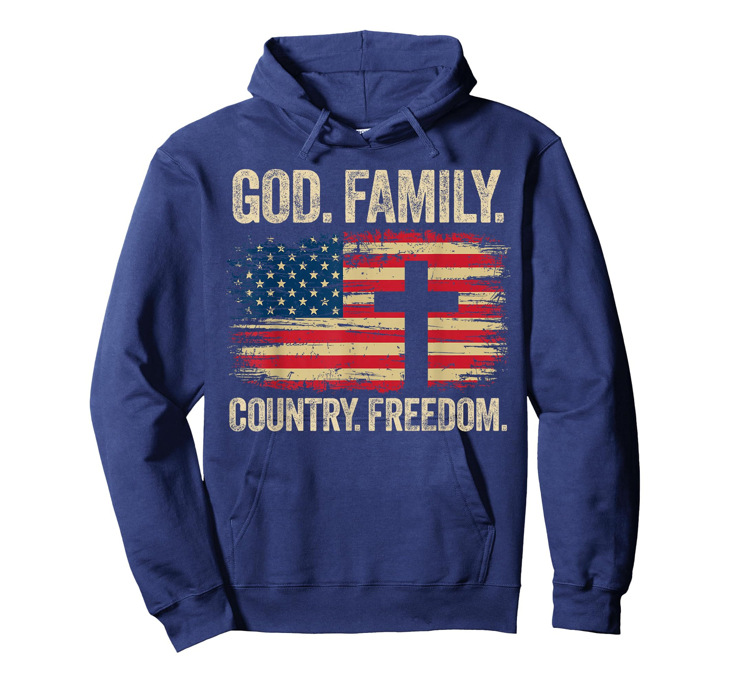 God Family Country Freedom USA Flag Cross T-Shirt