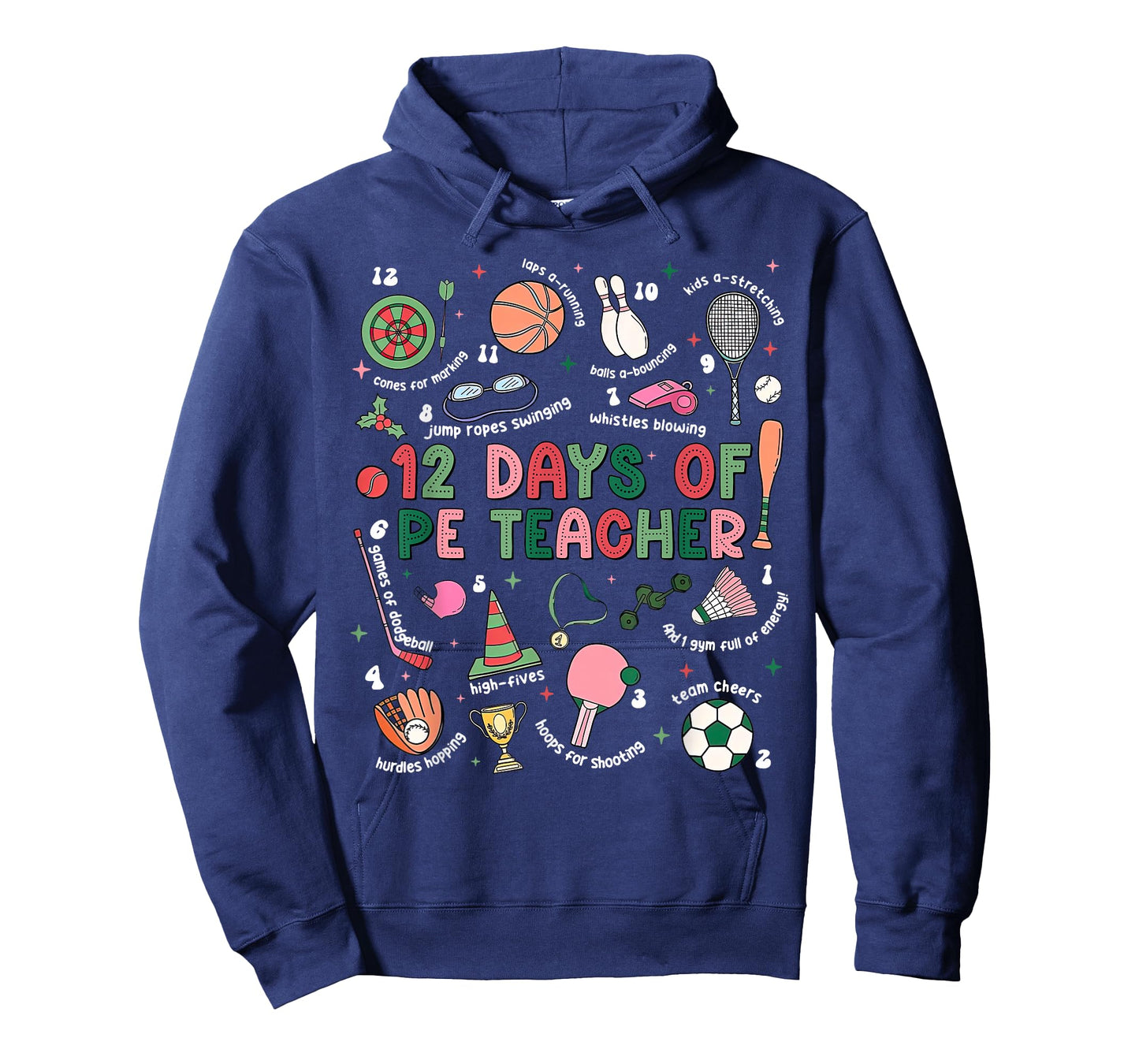 12 Days of PE Teacher Physical Education Gym Coach Christmas T-Shirt