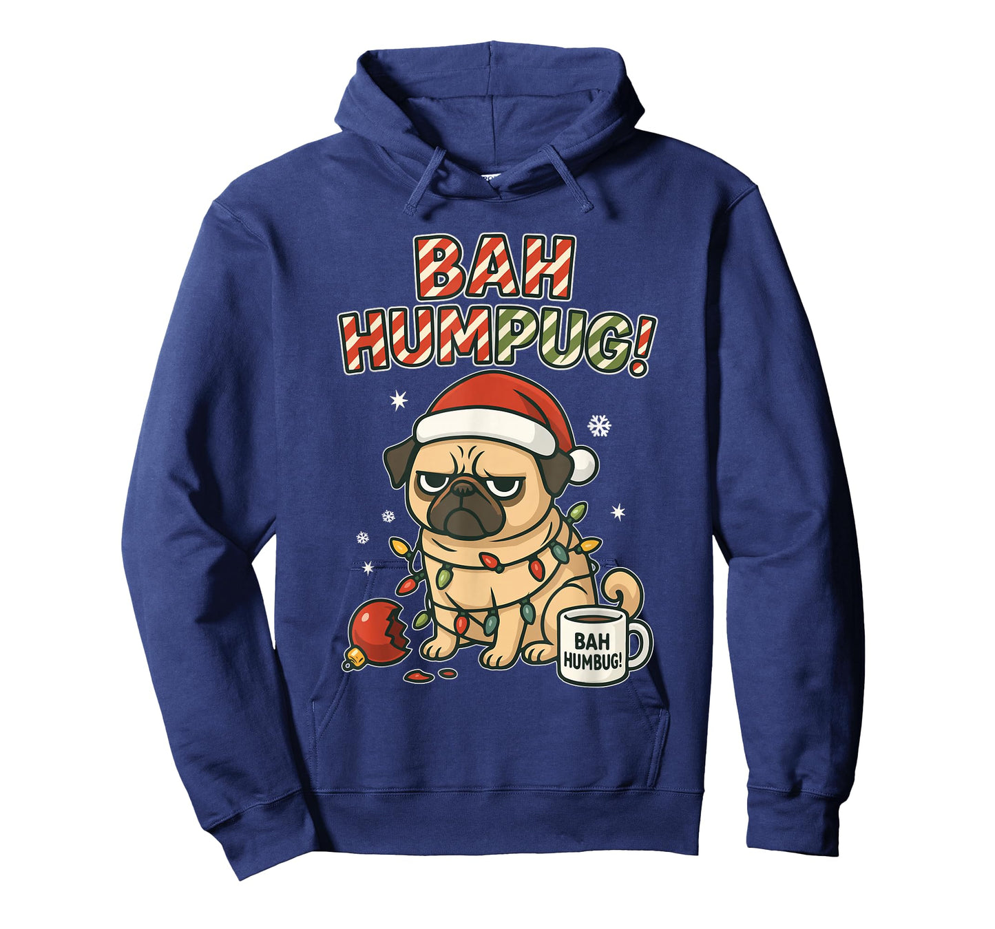 Bah Humbug Cute Christmas Pug for Holiday Haters Sarcastic T-Shirt