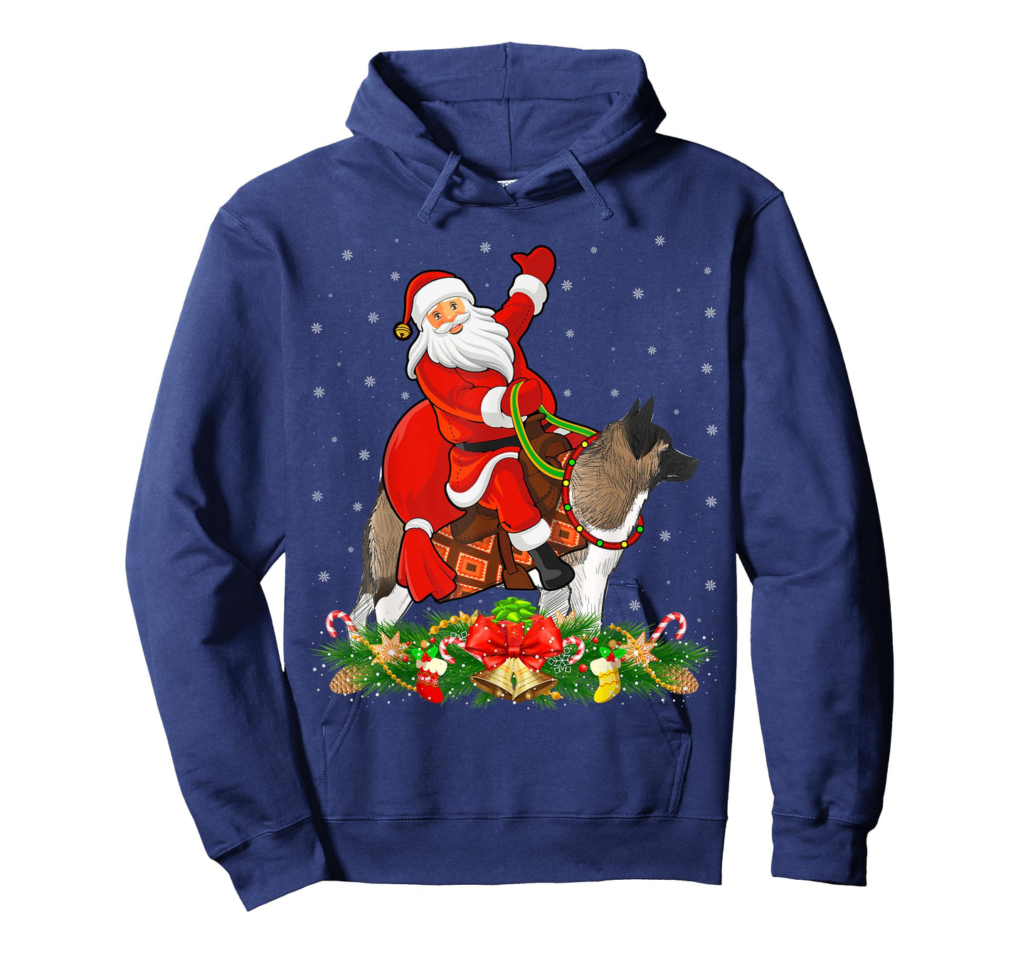 Xmas Decor Funny Santa Riding Akita Dog Christmas T-Shirt
