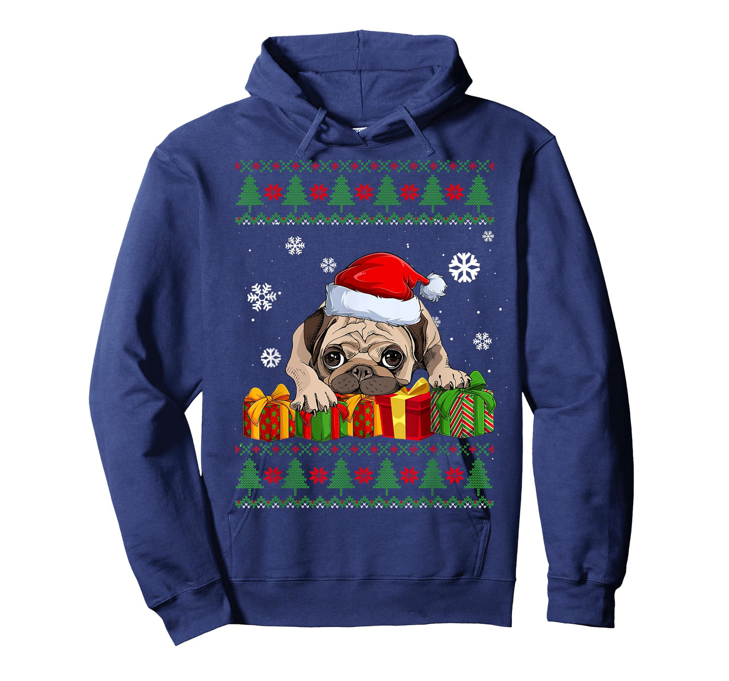 Funny Dog lovers Cute Pug Santa Hat Ugly Christmas Sweater T-Shirt