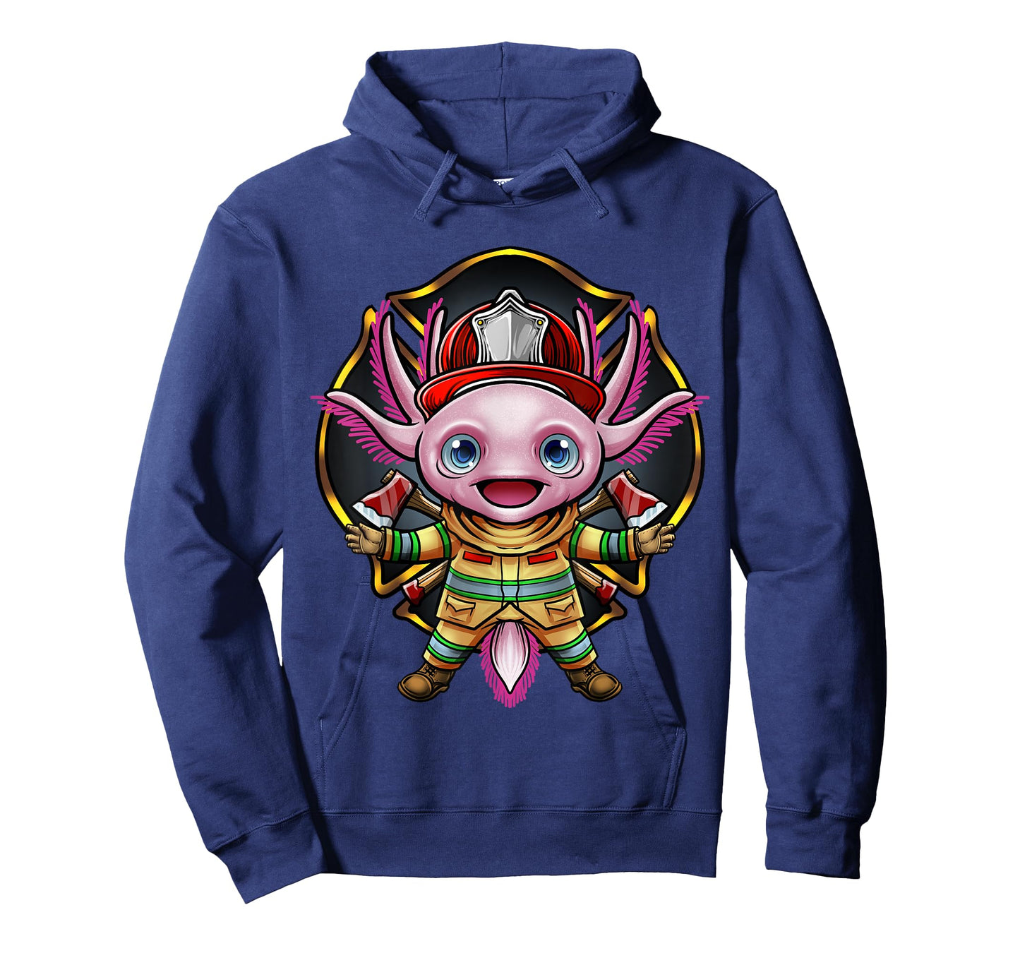 Axolotl Firefighter Fireman Helmet Ax Bunker Gear Fire Chief T-Shirt